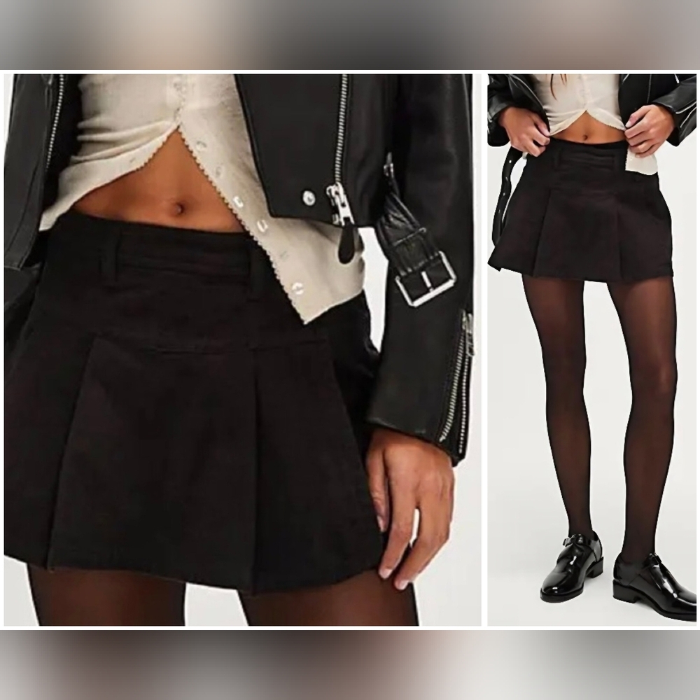 Free People Serena Micro Skort Color Black Size 4 NWT